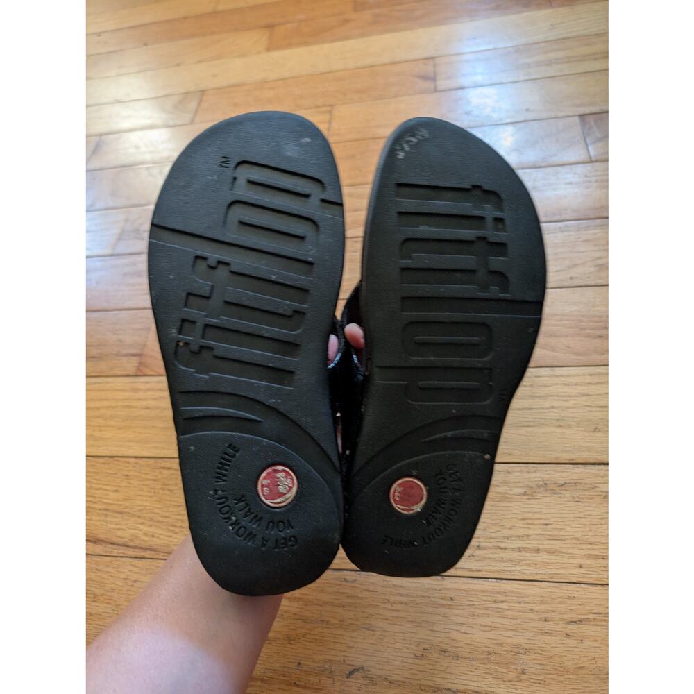 FITFLOP Black Sequin Flip Flops Thong Sandals Comfort Sole Women's Size 9 - Picture 5 of 10